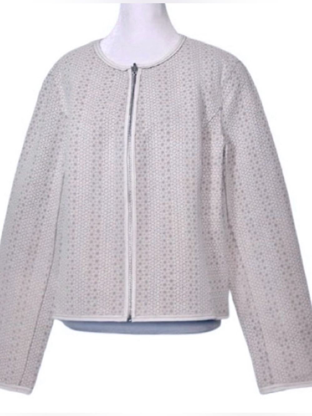 Cut Out LEATHER Perforated White Tan Carlisle Collection Jacket 14 Large XL Lace